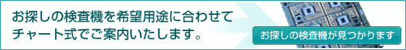 お探しの検査機を希望用途に合わせてチャート式でご案内いたします。